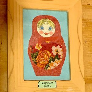 Framed Russian Matryoshka Doll Embroidery Painting doll from Russia